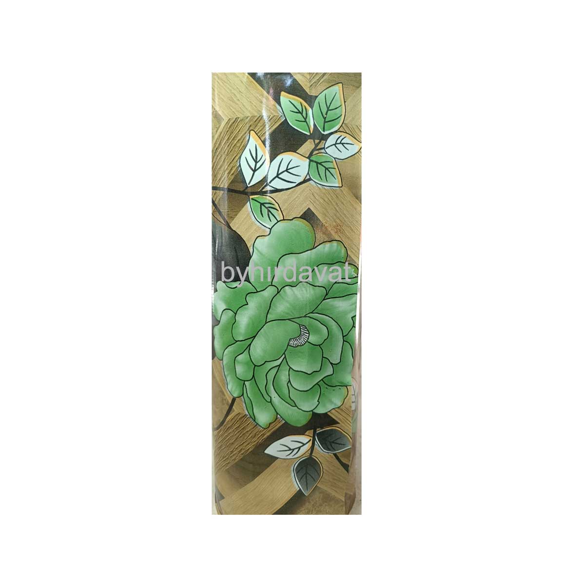 0.5 mm PVC MUŞAMBA İnce Gül desen Yeşil SOBA ALTI ve YER MUŞAMBASI 1 mt