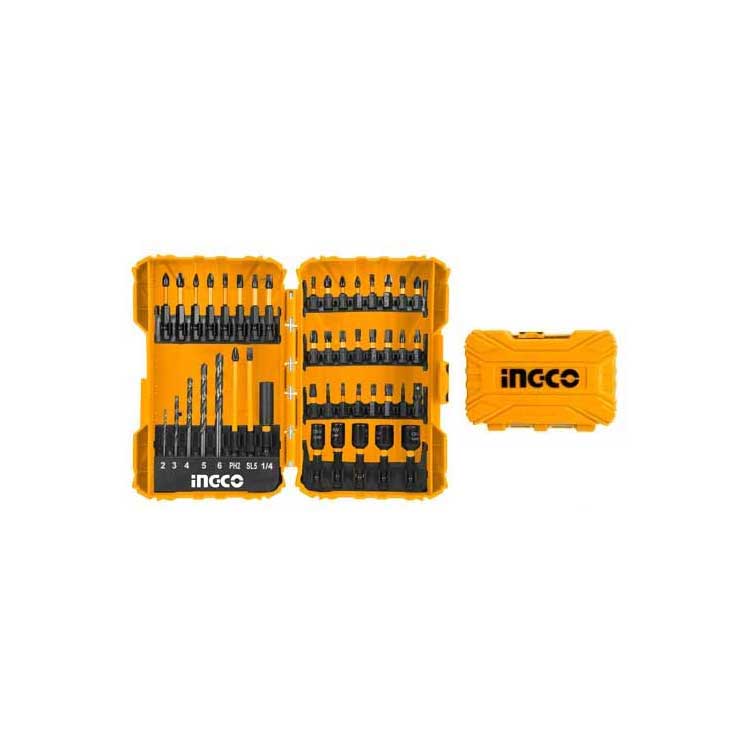 İNGCO 45 Parça ENDÜSTRİYEL DARBELİ MATKAP UCU BİTS UCU SETİ BİTS SOMUN ADAPTÖRÜ İNG-AKDL24502