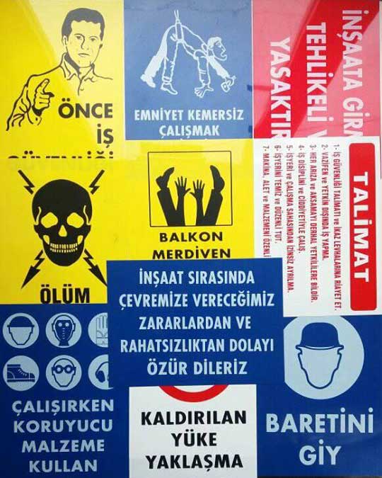 İNŞAAT SAHASI İŞ GÜVENLİĞİ İKAZ LEVHA SETİ 10 Parça