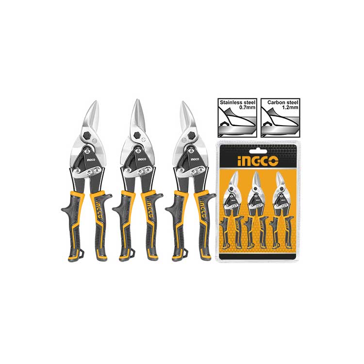 İNGCO 250 mm 3 lü Set KAPORTACI Makası TENEKECİ ALÇI KÖŞE SAC MAKASI İNG-HTSNK0110