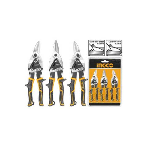 İNGCO 250 mm 3 lü Set KAPORTACI Makası TENEKECİ ALÇI KÖŞE SAC MAKASI İNG-HTSNK0110