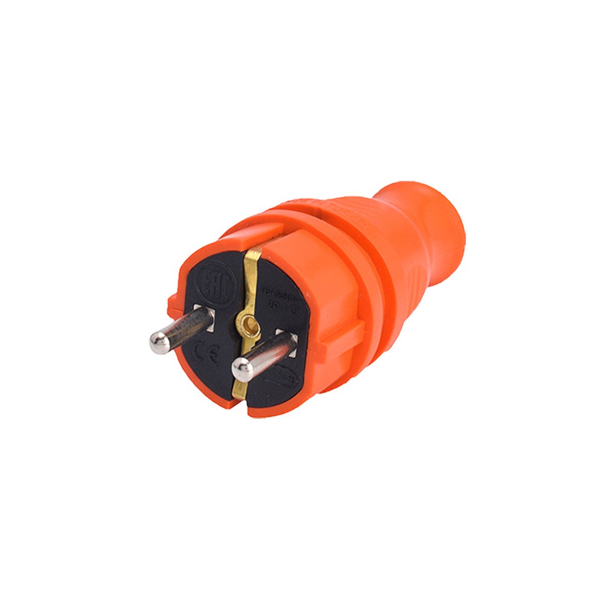 220 Volt MONOFAZE KAUCUK ERKEK FİŞ Turuncu Düz Uzatma Fiş