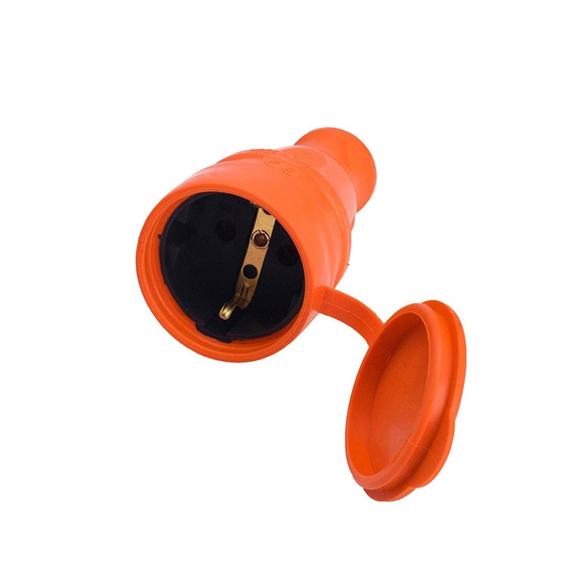 1X16 MONOFAZE KAUCUK FİŞ Turuncu Düz DİŞİ FİŞ Uzatma Fişi 220V