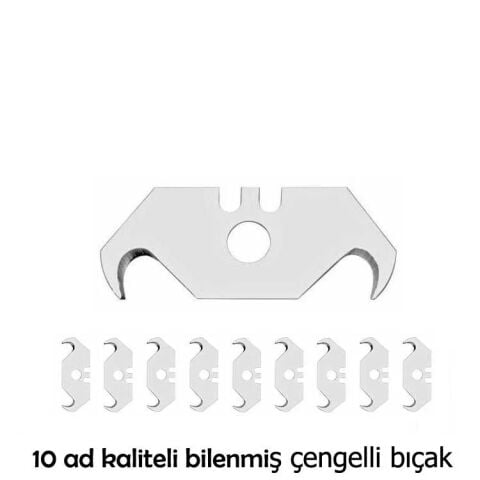 ÇENGELLİ YEDEK AĞIZ 1 pk 10 ad Kaliteli KANCALI MAKET BIÇAĞI Halı-Karton-Keçe BIÇAK ÇAKI TİP MAKET
