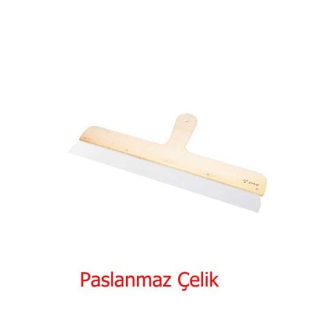 YENAL 25 cm EĞRİ SAPLI SPATULA Paslanmaz Çelik Destek Demirsiz Esnek Ahşap Saplı LÇI BOYA ISPATULA