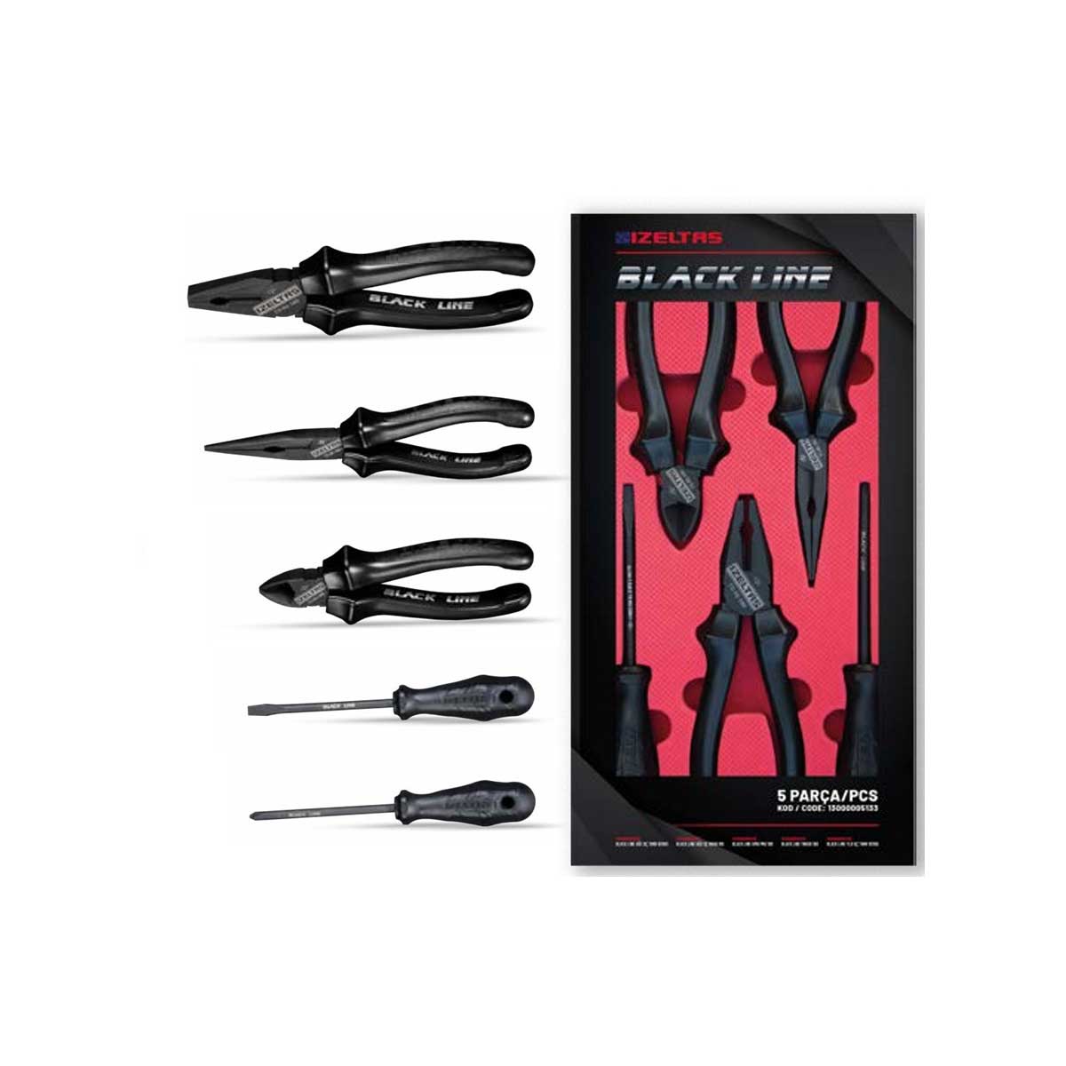 İZELTAŞ  Black Line PENSE-KARGABURUN-YAN KESKİ-TORNAVİDA Set 5 Parça 13000 005133