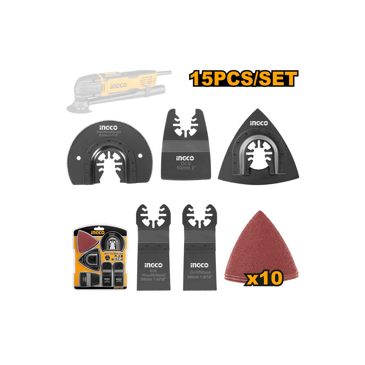İNGCO ING-AKTMT1502 15 Parça MULTİ BIÇAK SETİ RASPALAMA SETİ ÇOK MAMAÇLI BOSCH-EİNHELL-MAKİTA-RTR Kaliteli Ürün RASPA BIÇAĞI