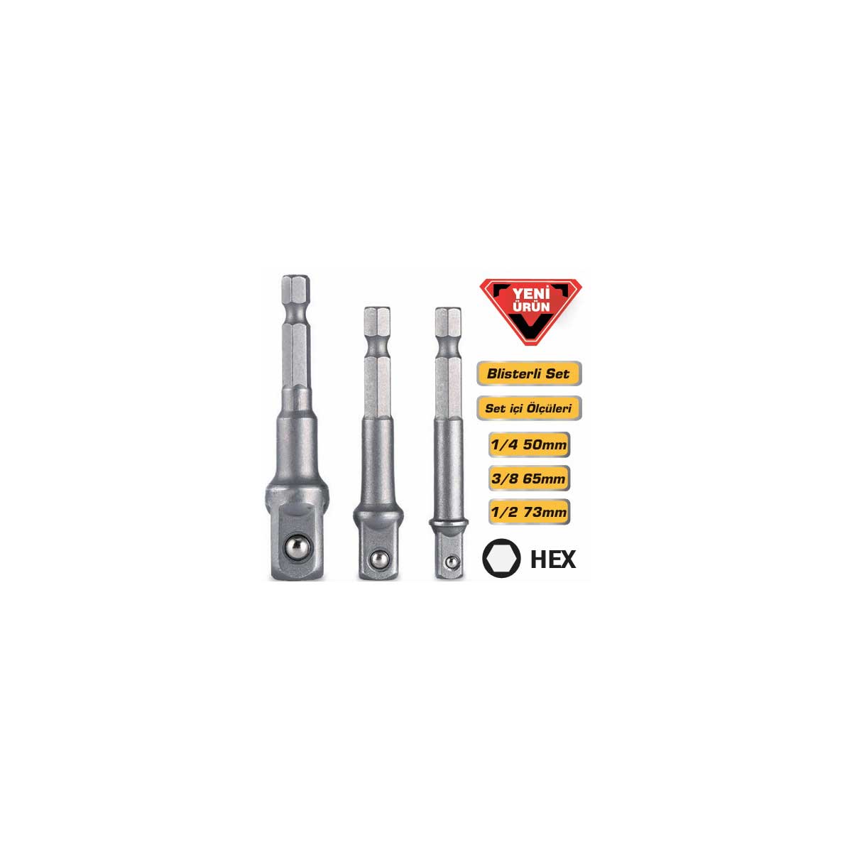 DMAX DMX4712 HEX PLUS LOKMA ADAPTÖRÜ 3 Parça Set 1/4-3/8-1/2 mm