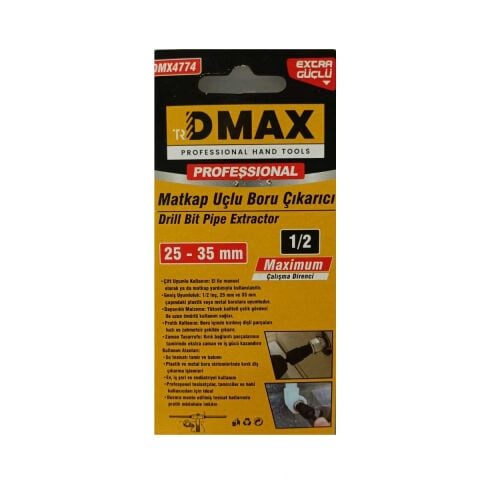 DMAX DMX4774 MATKAP UÇLU BORU ÇIKARICI 1/2 Metal ve Plastik Borular 25-35 mm