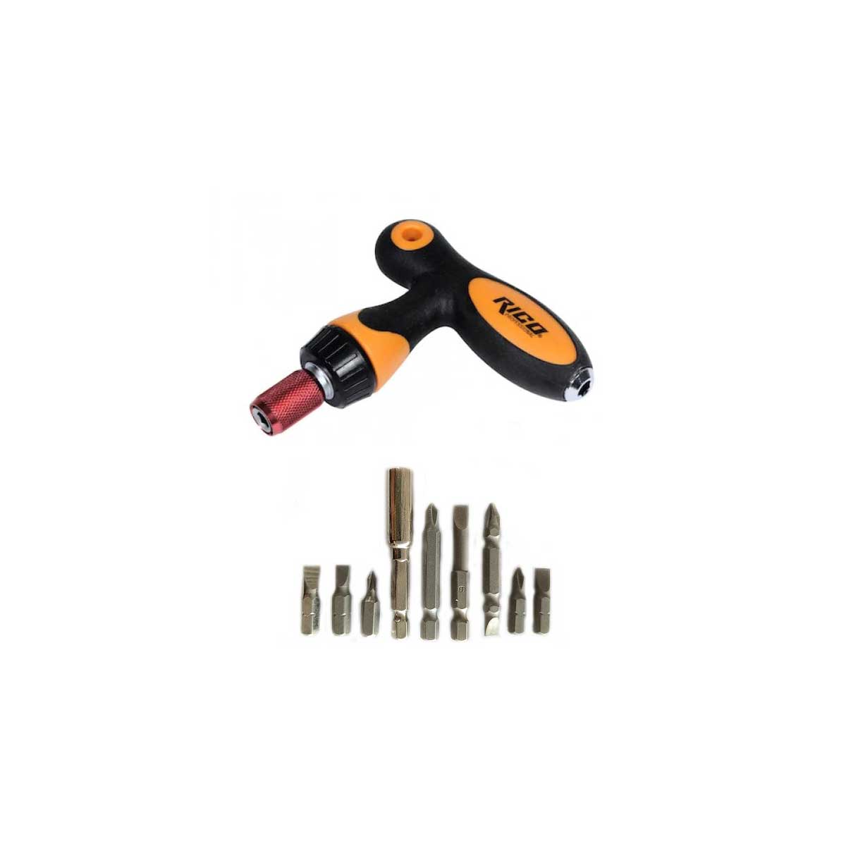 RİCO 10 Parça T SAPLI CIRCIRLI 1/4 BİTS TUTUCU SET 024-BB1017 T KOLLU T-SAPLI 25 mm 5 ad 50 mm 3 ad Uzatma 1 ad