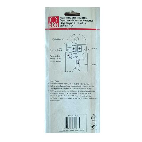 DBK JRF-NT-704 AYARLANABİLİR KABLO SIYIRMA VE SOKET BASMA PENSESİ BİLGİSAYAR VE TELEFON