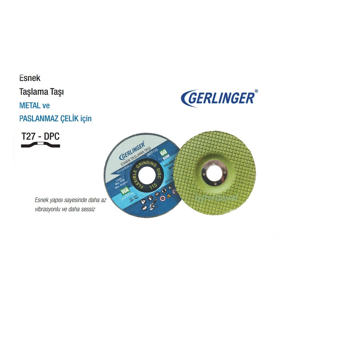 GERLİNGER 115 mm ESNEK TAŞLAMA TAŞI 115*3*22,23 mm METAL PASLANMAZ ÇELİK