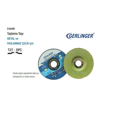 GERLİNGER 115 mm ESNEK TAŞLAMA TAŞI 115*3*22,23 mm METAL PASLANMAZ ÇELİK