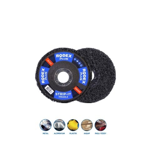 RODEX 115 mm Siyah STRİP DİSK ZIMPARA 22.23 mm GÖBEK