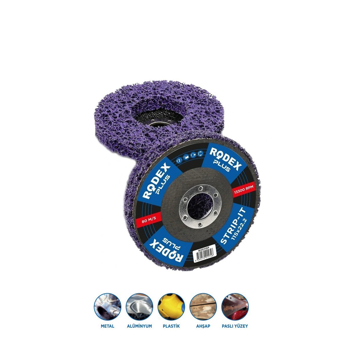 RODEX 115 mm Mor STRİP DİSK ZIMPARA 22.23 mm GÖBEK