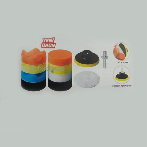 RODEX 115 mm PASTA CİLA POLİSAJ SÜNGERİ PEDİ SETİ Cırt Tabanlı OTO OTOMOTİV PARLATICI 11 Parça M10 TAŞLAMA ve MATKAP