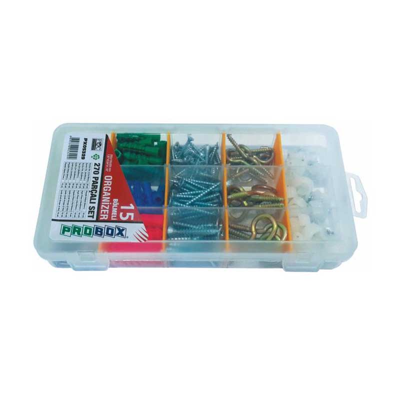 PROBOX PX05329-270 PARÇA VİDA DÜBEL ÇİVİ KROŞE PİTON KANCA SET 15 GÖZLÜ
