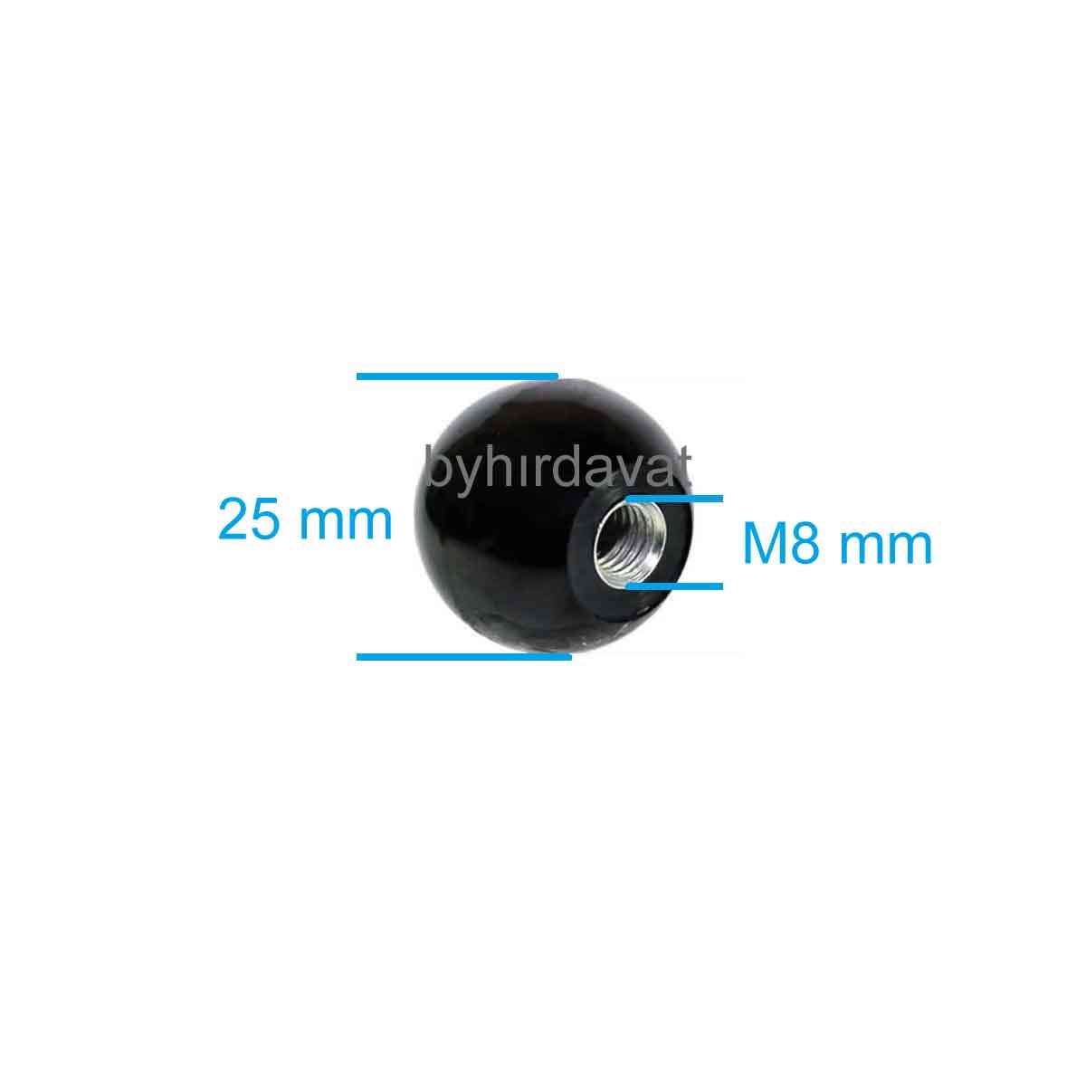 M8 BAKALİT TUTAMAK SOMUN 25 mm TOPUZ BURÇLU