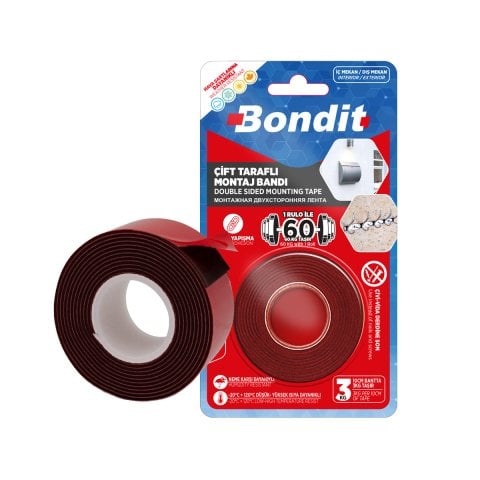 Bondit 25 mm 2 mt ÇİFT TARAFLI BAND MONTAJ BANDI 60 kğ