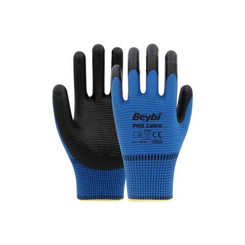BEYBİ PN5 ZEBRA POLYESTER ÖRME NİTRİL ELDİVEN 10 no 1 Çift