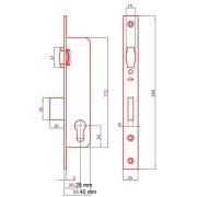 İTO 159E/25 SİLİNDİRLİ GÖMME KİLİT 254K/68 ALÜMİNYUM SERİ 25 mm ÇARPMA MAKARALI AHŞAP-METAL