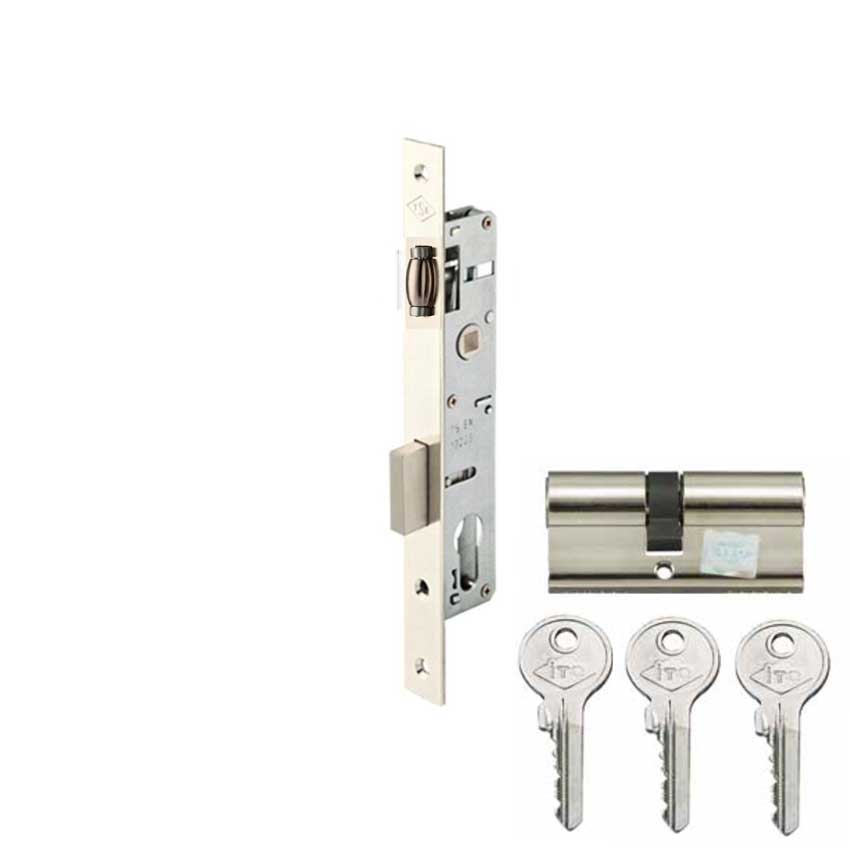 İTO 159E/25 SİLİNDİRLİ GÖMME KİLİT 254K/68 ALÜMİNYUM SERİ 25 mm ÇARPMA MAKARALI AHŞAP-METAL