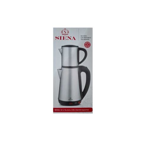 SİENA SN-1004 ÇAY MAKİNESİ DEMLİK 0.8 lt ALT SULUK 1.8 lt İNOX SU ISITICI KETIL SIENA ELEKTRİKLİ ÇELİK ÇAYCI KETİL