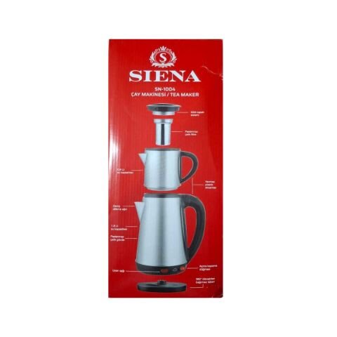 SİENA SN-1004 ÇAY MAKİNESİ DEMLİK 0.8 lt ALT SULUK 1.8 lt İNOX SU ISITICI KETIL SIENA ELEKTRİKLİ ÇELİK ÇAYCI KETİL