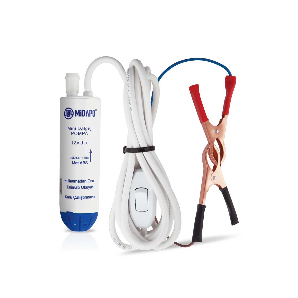 MİDAPO 12 Volt Küçük SIVI AKTARMA MAZOT POMPASI Varil Bidon içine olur İnce DALGIÇ TİPİ