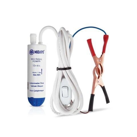 MİDAPO 12 Volt Küçük SIVI AKTARMA MAZOT POMPASI Varil Bidon içine olur İnce DALGIÇ TİPİ