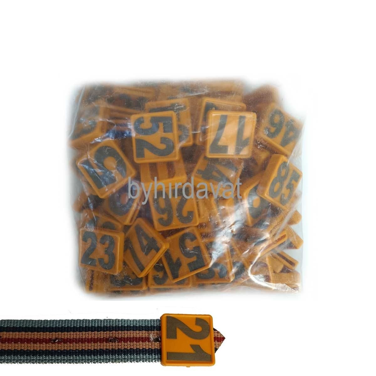 45 mm BÜYÜKBAŞ HAYVAN BOYUN NUMARATÖR SAYI TAKIMI 100 ad KÜPE NUMARA KAYIŞA TAKILIR