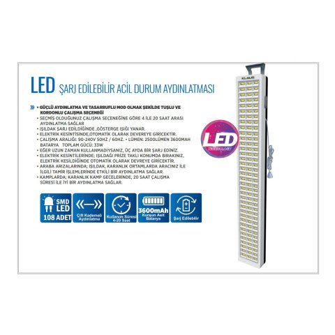 KLAUS 108 Led SARJLI IŞILDAK KE47712 33W 3600 Mah