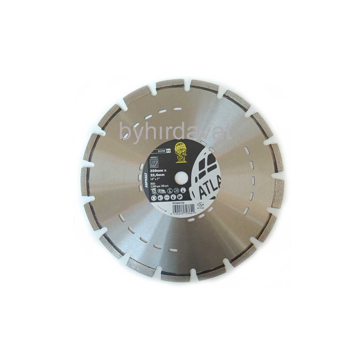 ATLAS 350 mm ELMAS ASFALT TESTERESİ GÖBEK ÇAPI 25.4 mm ELMAS ASFALT DİSK