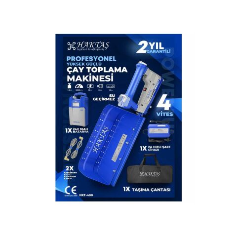 HAKTAŞ HKT-400 AKÜLÜ ÇAY TOPLAMA MAKİNASI ŞARJLI Çit Kesme Makinası Kablosuz HKT400