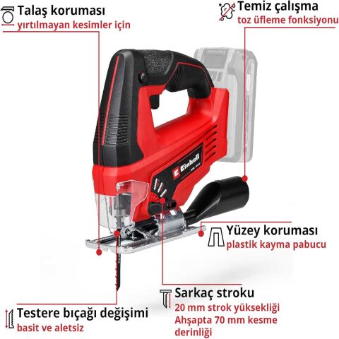 EİNHELL TC-JS 18 li AKÜLÜ DEKUPAJ TESTERE SOLO DEKOPAJ Akü ve Şarj Cihazı Hariç
