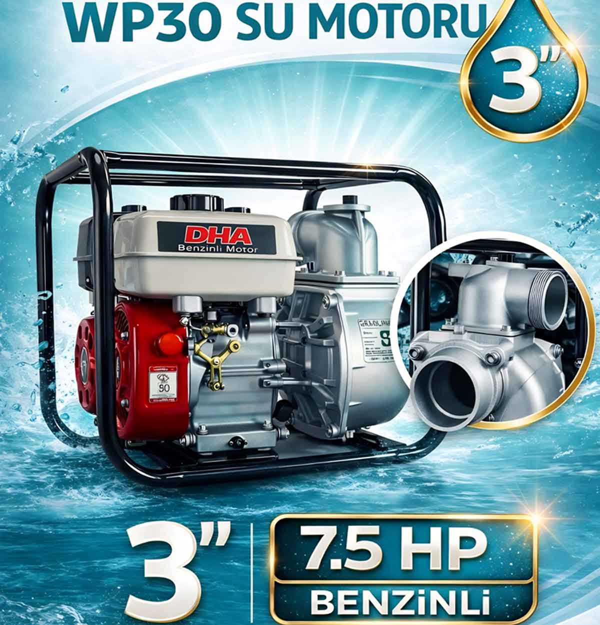 DHA 3 lük BENZİNLİ SU MOTORU 4 Zamanlı WP30