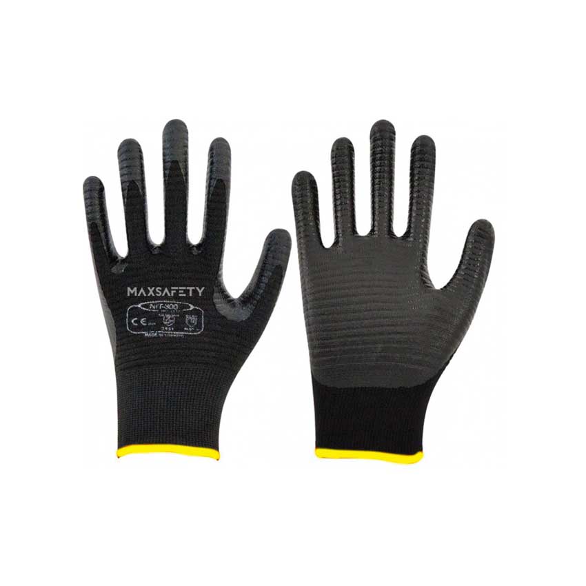 MAXSAFETY 9 No NIT-300 NİTRİL ELDİVEN Tırtıklı siyah 1 Çift