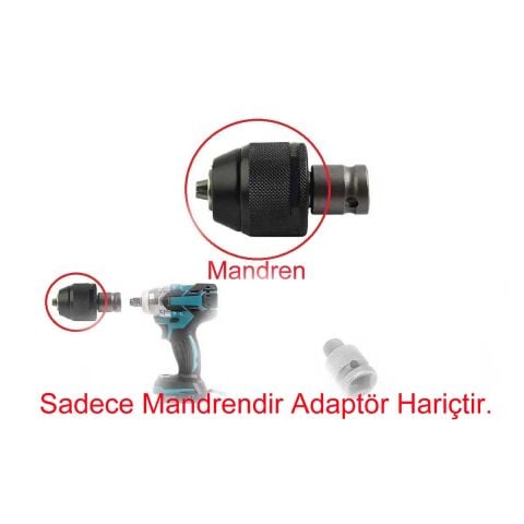 1/2 SOMUN SIKMA MATKAP MANDRENİ 13 mm SOMUN SÖKME ve SIKMAYI VİDALAMA MATKABA DÖNÜŞTÜRÜR Adaptör Hariçtir HAVALI-ELEKTRİKLİ-AKÜLÜ ALETLER