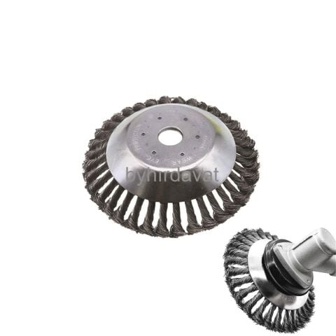 25 mm 203 mm DİŞİ TIRPAN ÇELİK TELLİ KAFA MOTORLU TIRPAN OT BİÇME TEMİZLEME KAFASI MİSİNA KAFASI YERİNE TAKILIR KALDIRIM-KENAR-KIYI TEMİZLEME TELLİ FIRÇA BAŞLIK