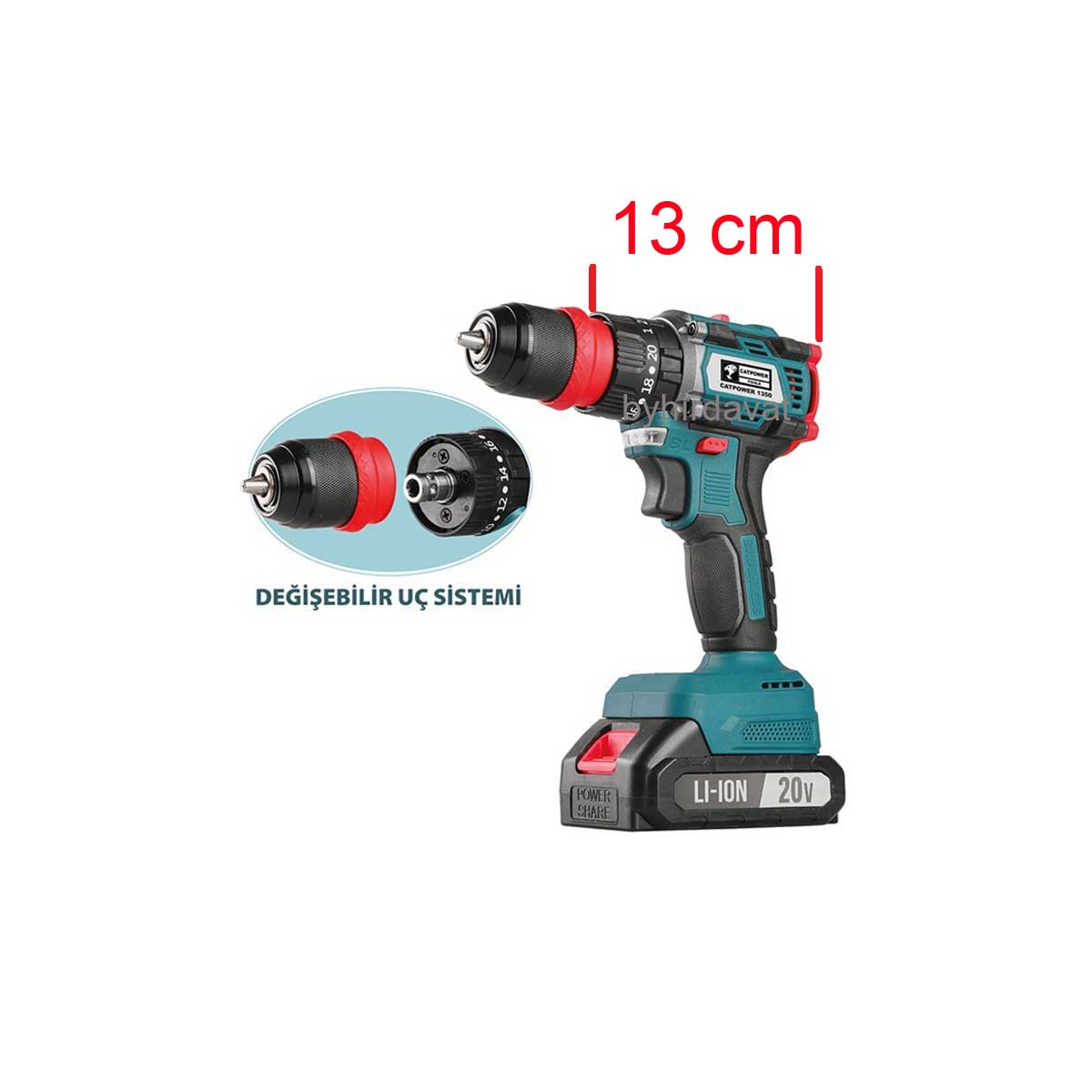 CATPOWER CAT1350 AKÜLÜ VİDALAMA Li-ion ŞARJLI MATKAP KÖMÜRSÜZ MOTOR Dar Alanda Vidalama İçin