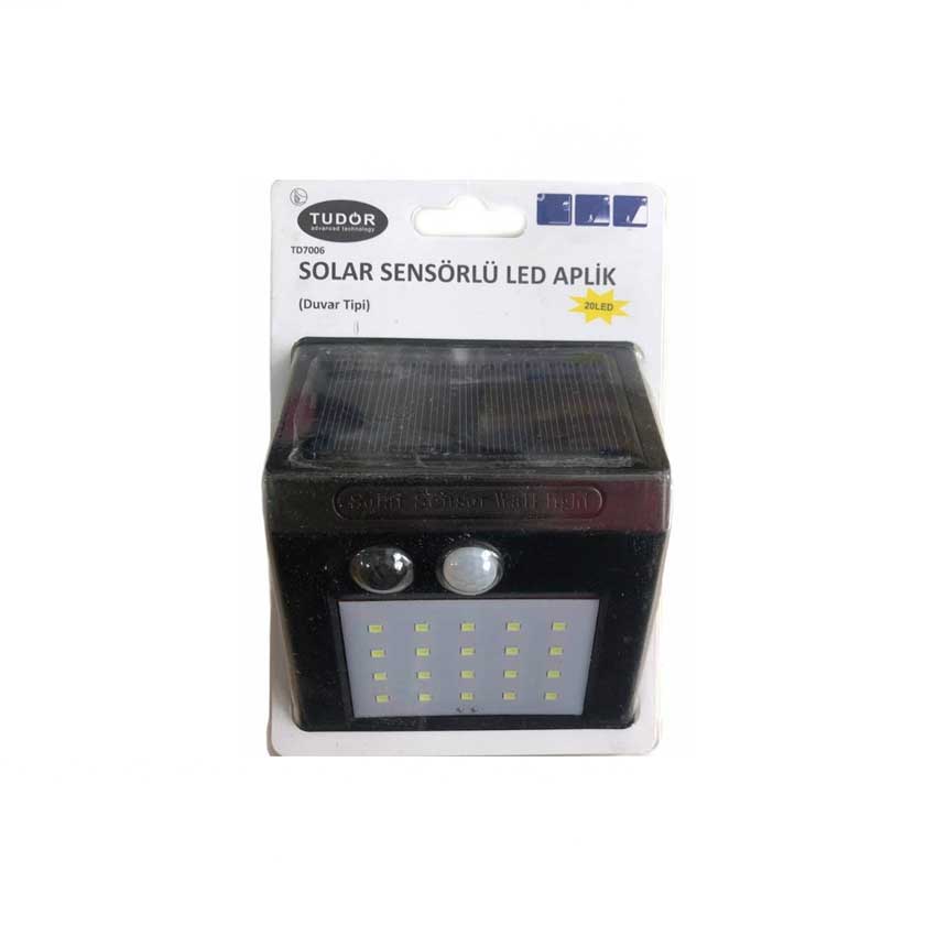TUDOR TD7006 SOLAR SENSÖRLÜ LED APLİK Duvar Tipi GÜNEŞ ENERJİLİ 20 LED