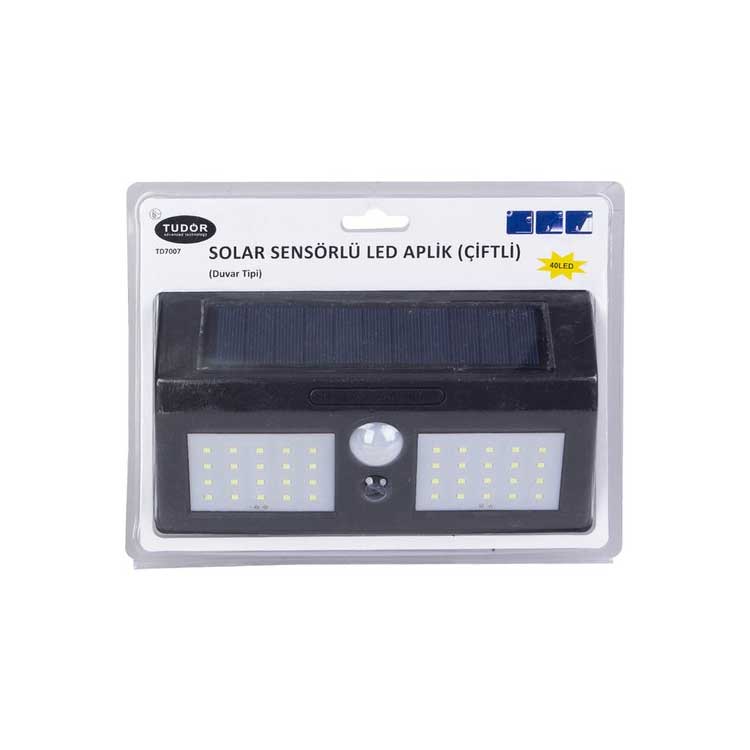 TUDOR TD7007 SOLAR SENSÖRLÜ LED APLİK Duvar Tipi GÜNEŞ ENERJİLİ 40 LED