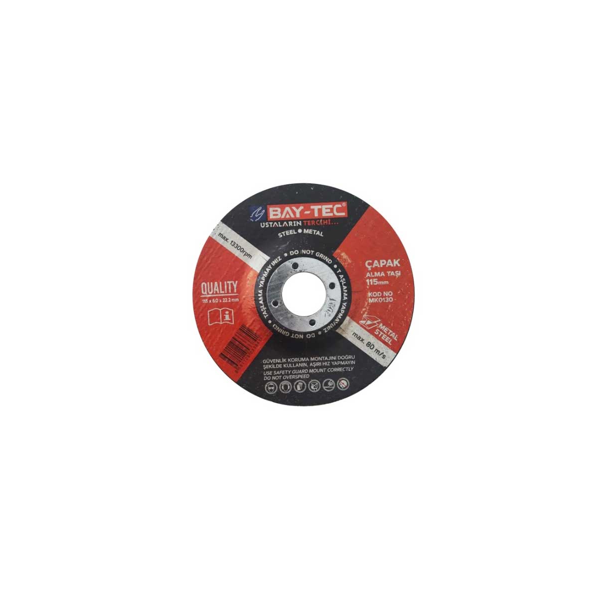 BAY-TEC 115x6.0x22.2 mm METAL Taşlama TAŞI MK0130 AVUÇ TAŞLAMA STAINLESS STEEL BAYTEC 115*6.0*22.2