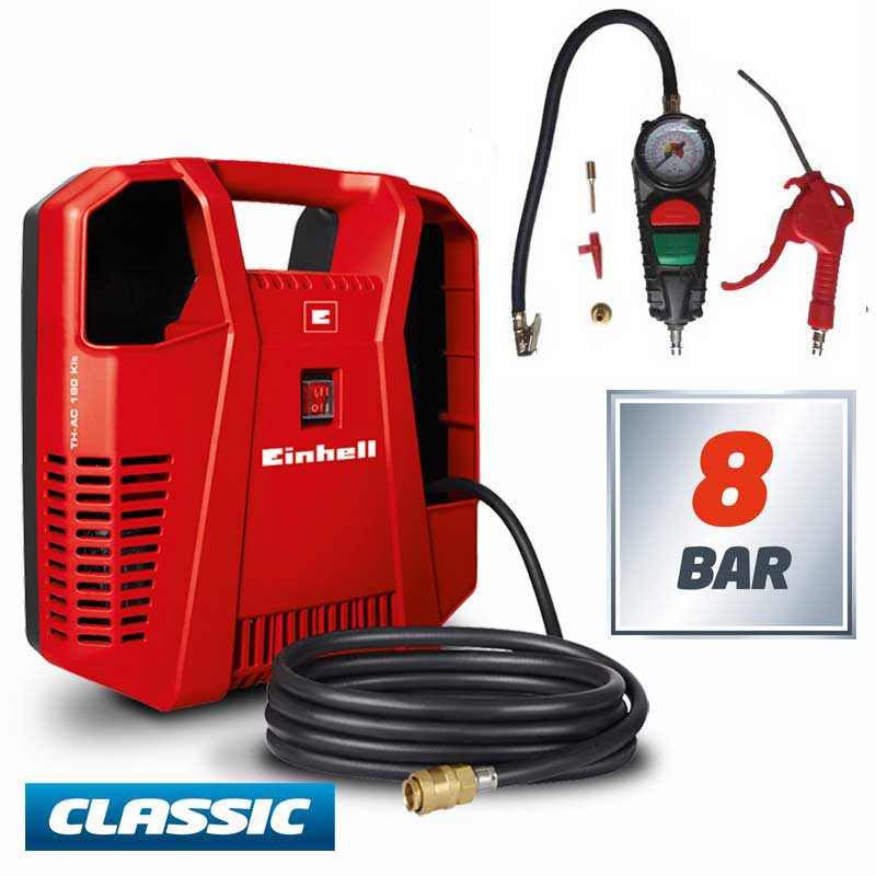 EİNHELL TH-AC 190/8 KİT ÇANTA KOMPRESÖR Ölçme Saatli TC-AC190/8