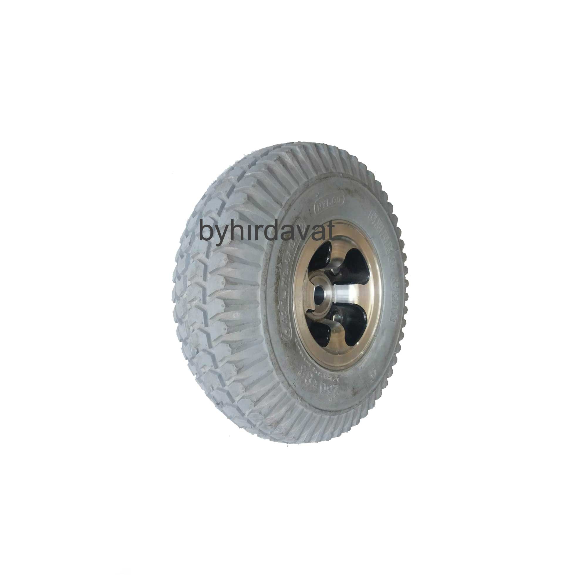 260*85 PU DOLGU JANTLI TEKER Gri ENGELLİ ve AKÜLÜ İÇ LASTİKSİZ PATLAMAZ 2.80/2.50-4-4.10/3.50-4 3.00-4-4.10-4