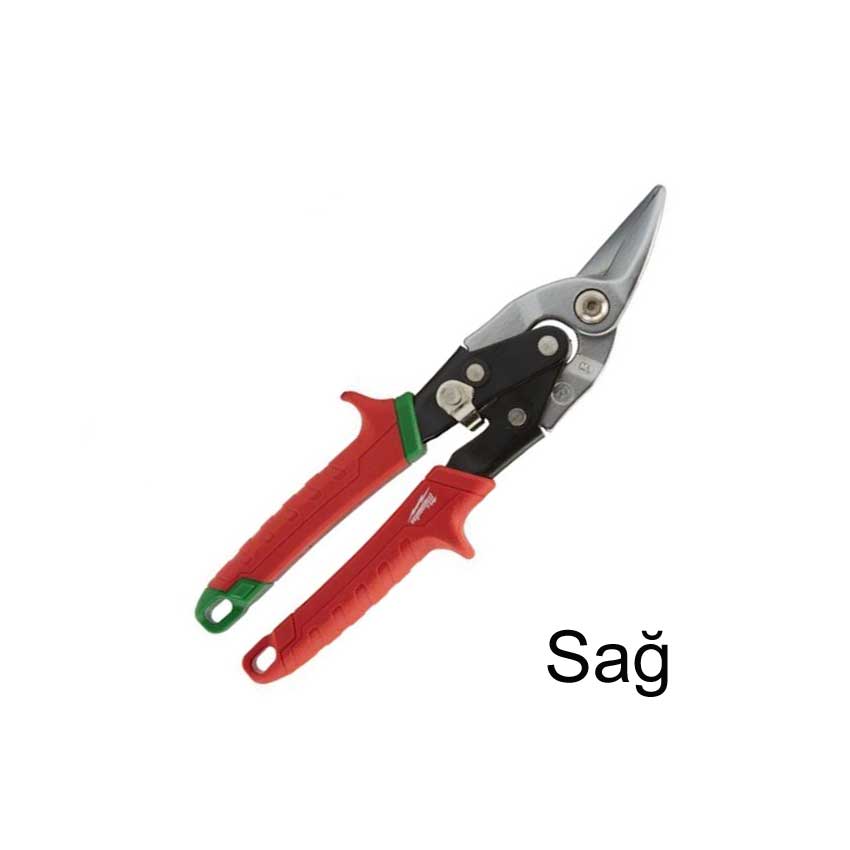 Milwaukee 260 mm Sağ R KAPORTACI Makası TENEKECİ ALÇI KÖŞE SAC MAKASI 48-22-4533 Profesyonel