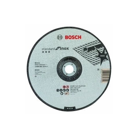 BOSCH 230*1.9*22.23 mm INOX METAL KESME TAŞI Bombeli STANDARD FOR INOX STAINLESS STEEL 230X1.9 KESİCİ TAŞ 2608601514