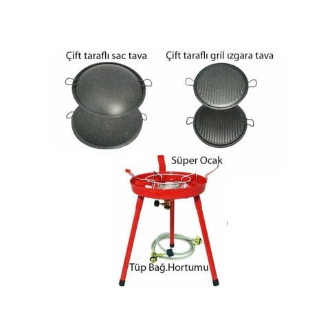 ORCAMP GR-823-20 / Y.TİPİ S.OCAK ÇOK AMAÇLI AYAKLI KAMP OCAK GRANİT KAPLAMA GRİLL+KATMER SAC Tüple Çalışır PİKNİK