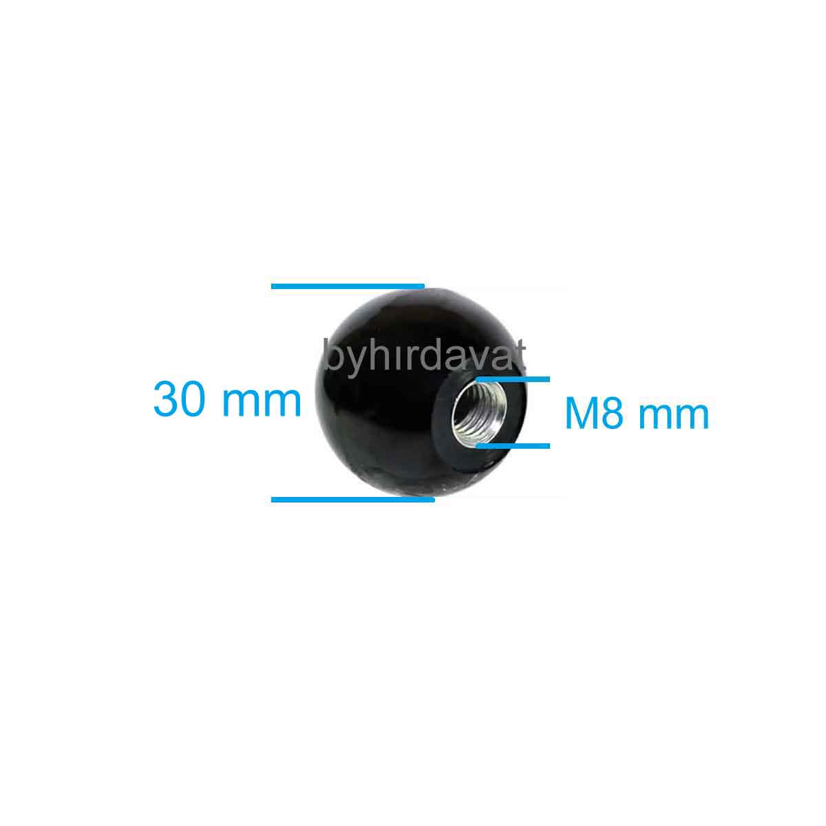 M8 BAKALİT TUTAMAK SOMUN 30 mm TOPUZ BURÇLU