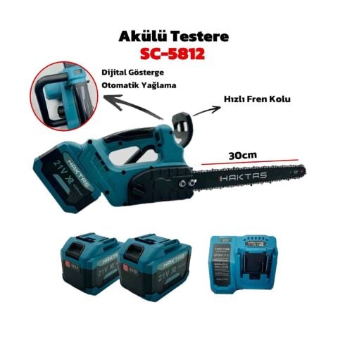 HAKTAŞ SC5812 ŞARJLI ZİNCİRLİ TESTERE 12 inç 30 cm AKÜLÜ ZİNCİRLİ MOTOR AKÜLÜ TESTERE TESTERESİ AĞAÇ KESME